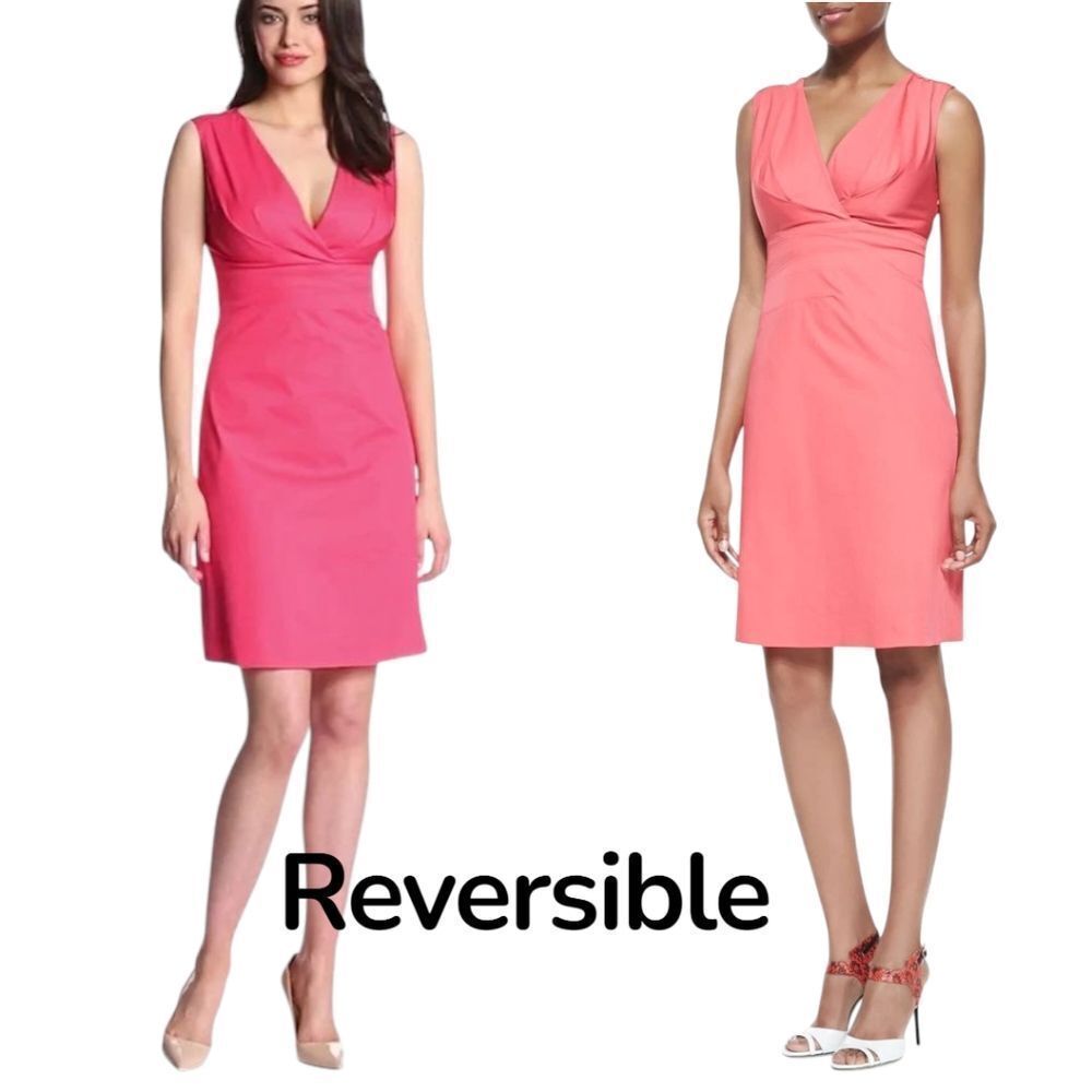 Elie Tahari Coral Empire Waist v Neck Dress Small